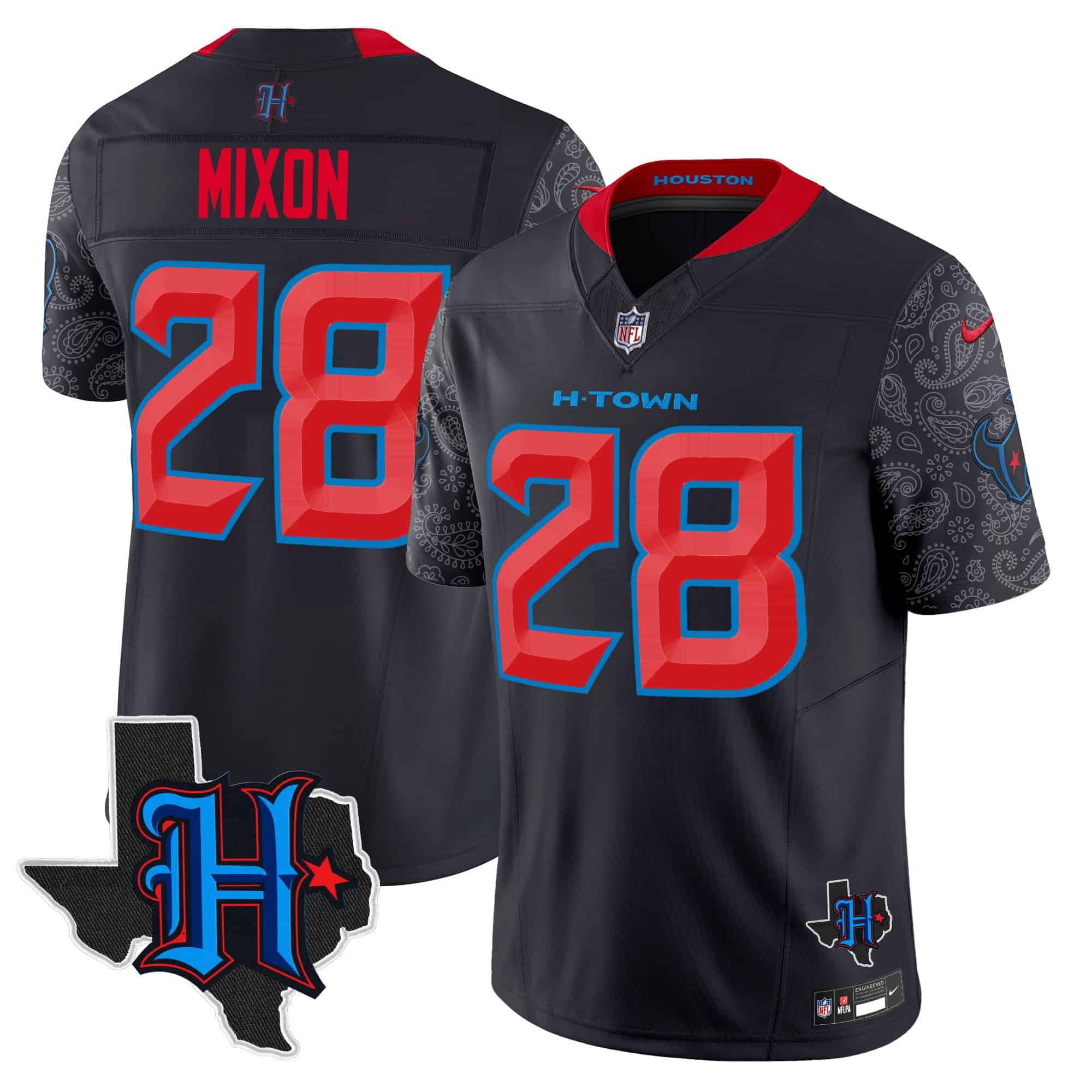 Men Houston Texans #28 Mixon Black 2024 Nike Texas Patch Vapor Limited NFL Jersey->indianapolis colts->NFL Jersey